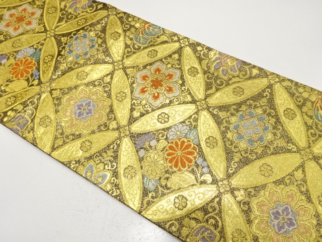 佐賀錦　花七宝模様織り出し　振袖用袋帯